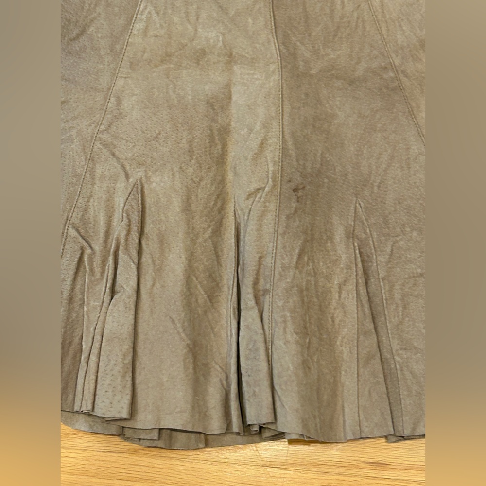 Vintage Y2K Fashion Bug Leather A-Line Skirt Tan Size 6 - Picture 9 of 11